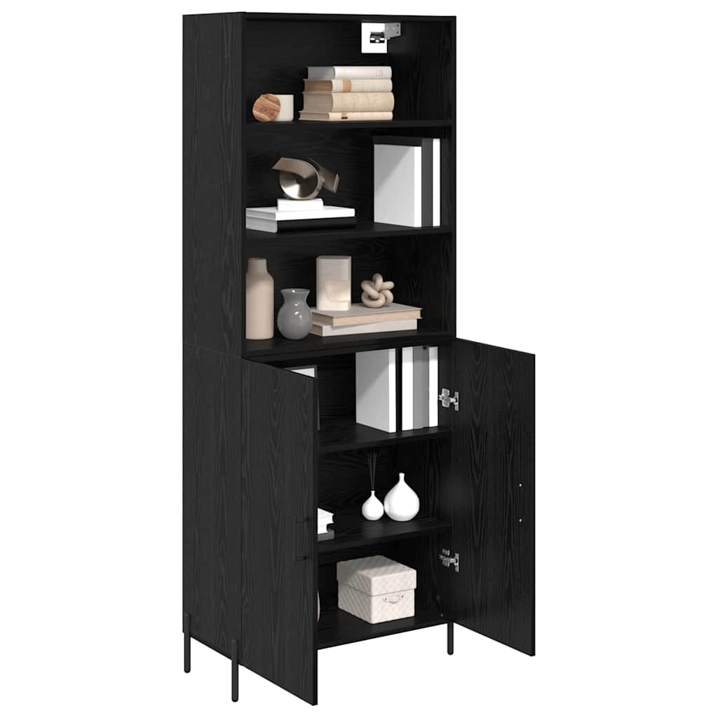 Highboard Μαύρη Οξυά 69,5 x 34 x 180 εκ. Επεξεργασμένο ξύλο