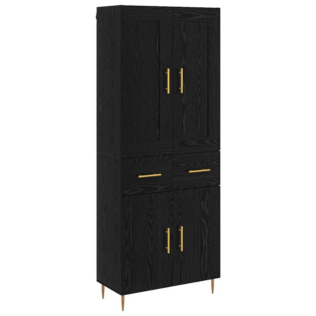 Highboard Μαύρη Οξυά 69,5 x 34 x 180 εκ. Επεξεργασμένο ξύλο - Pakobazaar
