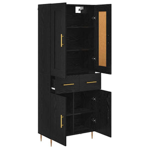 Highboard Μαύρη Οξυά 69,5 x 34 x 180 εκ. Επεξεργασμένο ξύλο - Pakobazaar