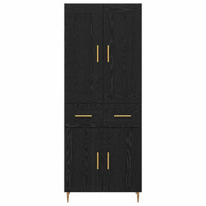 Highboard Μαύρη Οξυά 69,5 x 34 x 180 εκ. Επεξεργασμένο ξύλο - Pakobazaar