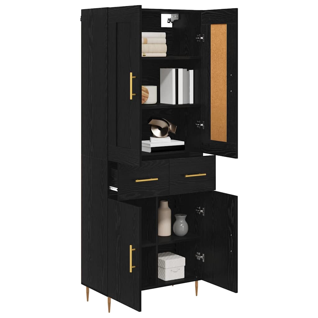 Highboard Μαύρη Οξυά 69,5 x 34 x 180 εκ. Επεξεργασμένο ξύλο - Pakobazaar