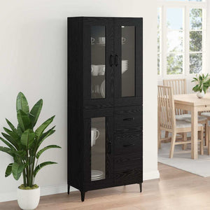 Highboard Μαύρη Οξυά 69,5 x 34 x 180 εκ. Επεξεργασμένο Ξύλο