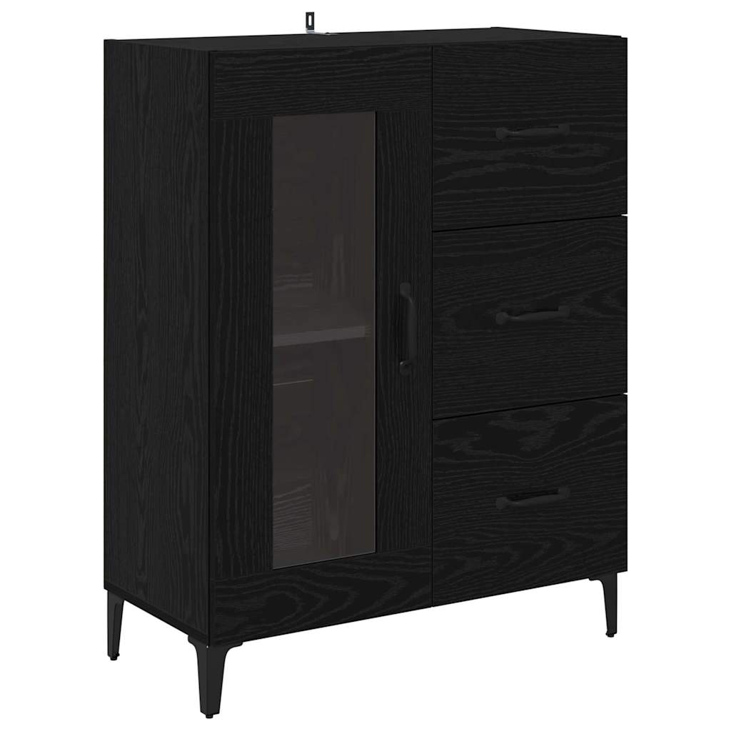 Highboard Μαύρη Οξυά 69,5 x 34 x 180 εκ. Επεξεργασμένο ξύλο