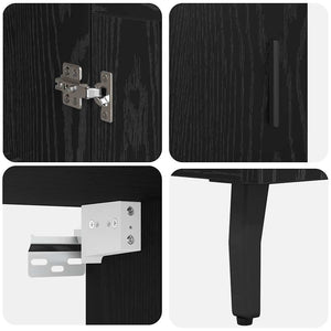 Highboard 2 pcs Μαύρη Οξυά Σύνθετο Ξύλο και Γυαλί - Pakobazaar