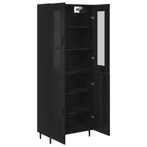Highboard 2 pcs Μαύρη Οξυά Σύνθετο Ξύλο και Γυαλί - Pakobazaar