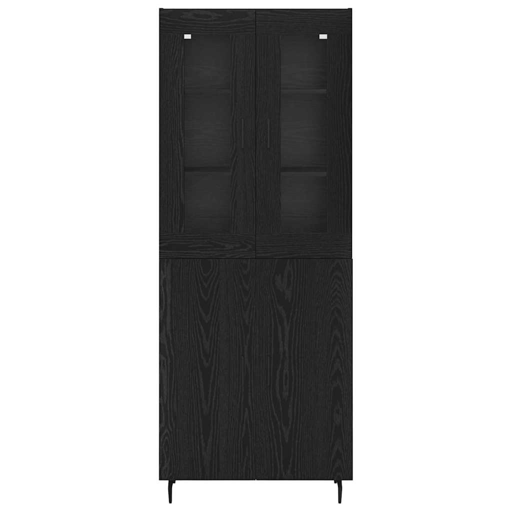 Highboard 2 pcs Μαύρη Οξυά Σύνθετο Ξύλο και Γυαλί - Pakobazaar
