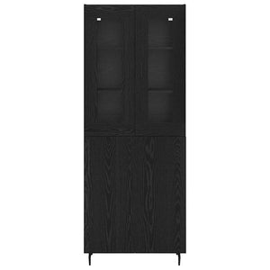Highboard 2 pcs Μαύρη Οξυά Σύνθετο Ξύλο και Γυαλί - Pakobazaar
