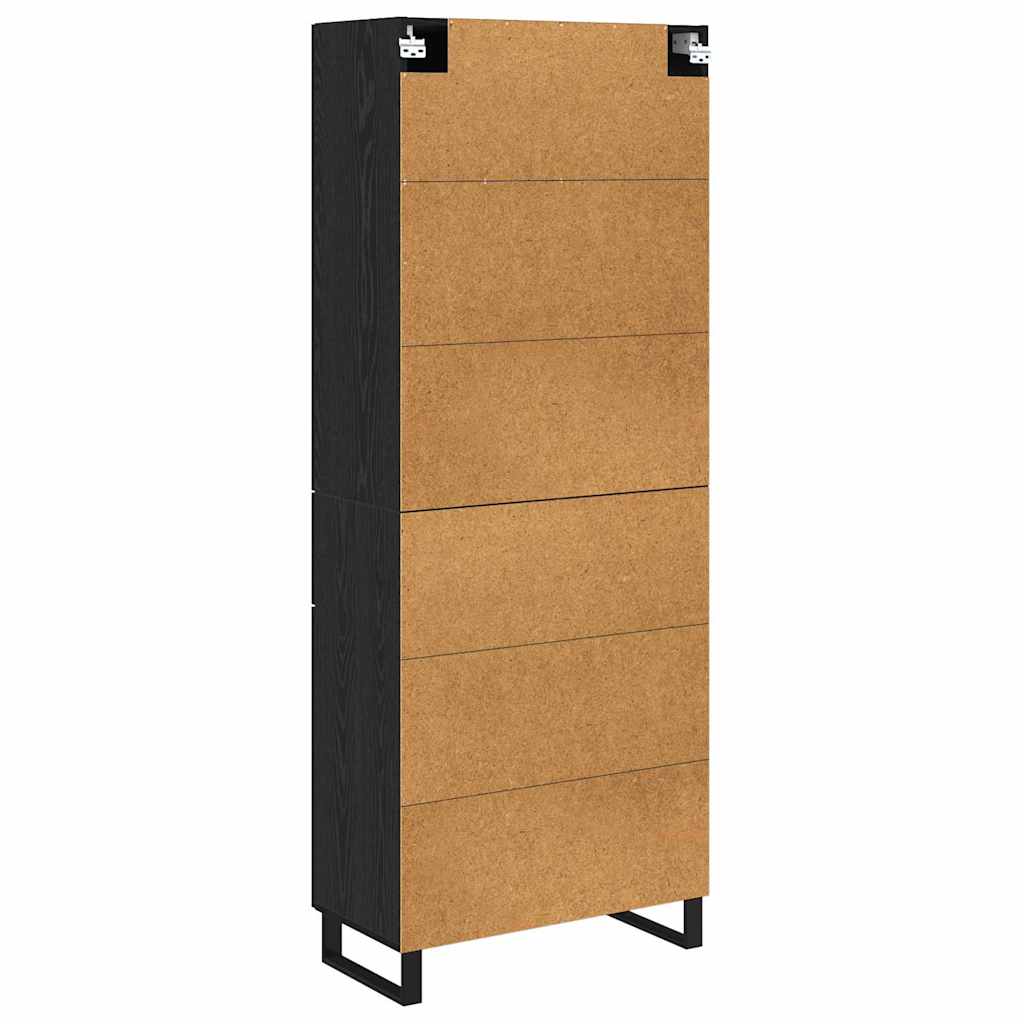 Highboard με συρτάρι 2 pcs Μαύρη Οξυά Σύνθετο Ξύλο και Γυαλί - Pakobazaar