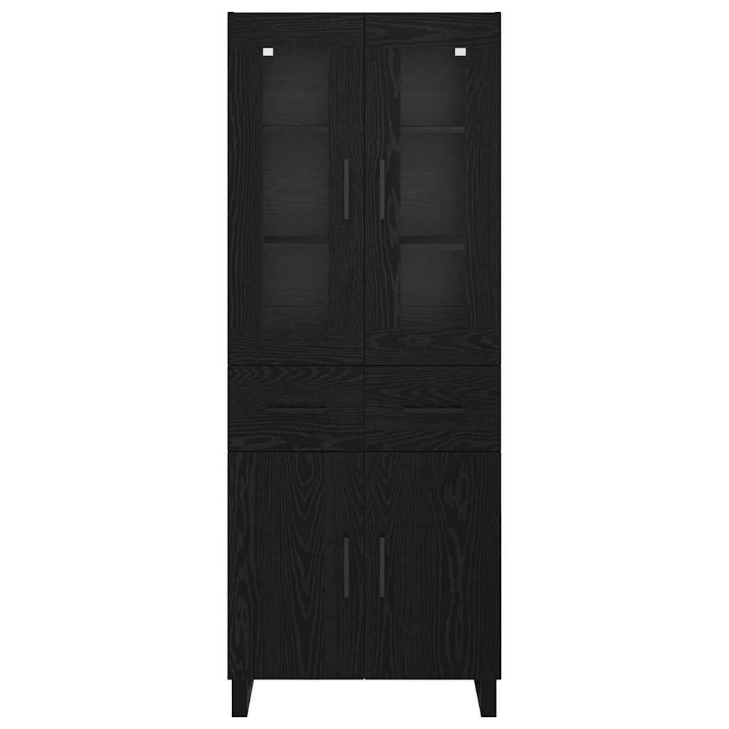 Highboard με συρτάρι 2 pcs Μαύρη Οξυά Σύνθετο Ξύλο και Γυαλί - Pakobazaar
