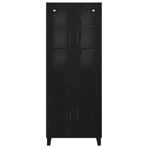 Highboard με συρτάρι 2 pcs Μαύρη Οξυά Σύνθετο Ξύλο και Γυαλί - Pakobazaar