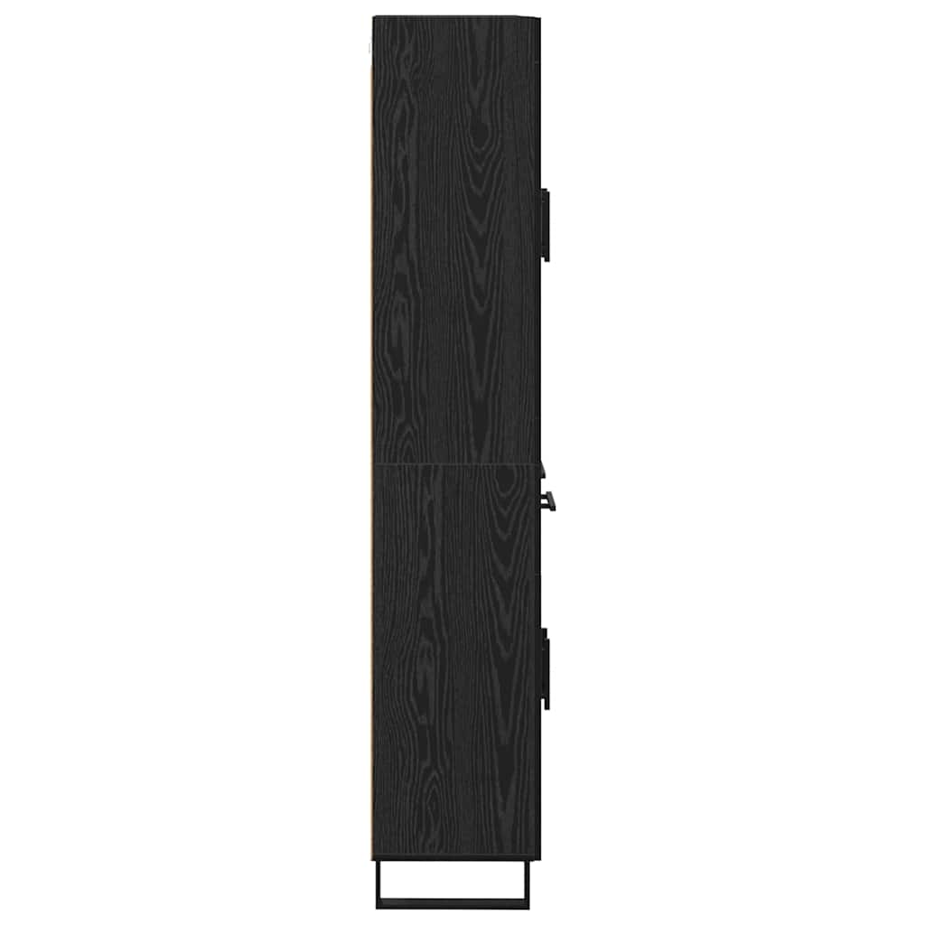 Highboard με συρτάρι 2 pcs Μαύρη Οξυά Σύνθετο Ξύλο και Γυαλί - Pakobazaar