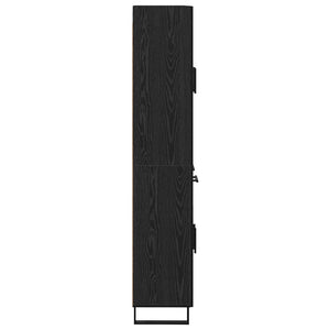 Highboard με συρτάρι 2 pcs Μαύρη Οξυά Σύνθετο Ξύλο και Γυαλί - Pakobazaar