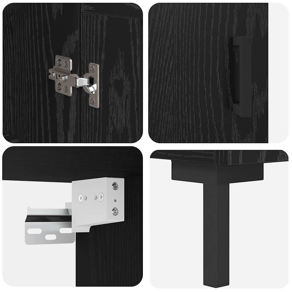 Highboard Μαύρη Οξυά 69,5 x 34 x 180 εκ. Επεξεργασμένο ξύλο