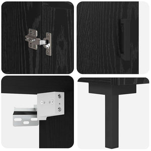 Highboard Μαύρη Οξυά 69,5 x 34 x 180 εκ. Επεξεργασμένο Ξύλο