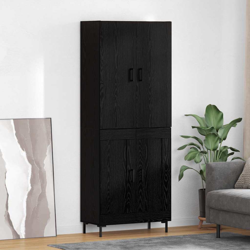 Highboard Μαύρη Οξυά 69,5 x 34 x 180 εκ. Επεξεργασμένο ξύλο
