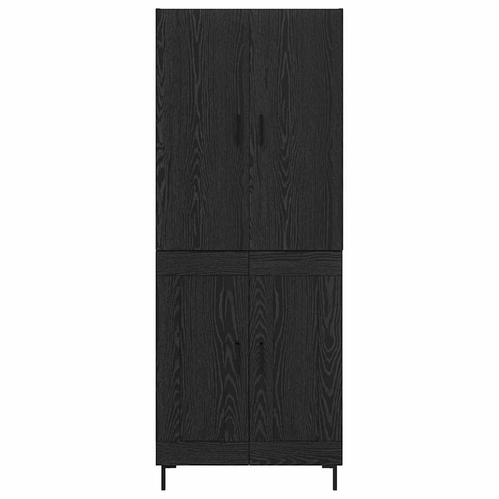 Highboard Μαύρη Οξυά 69,5 x 34 x 180 εκ. Επεξεργασμένο ξύλο