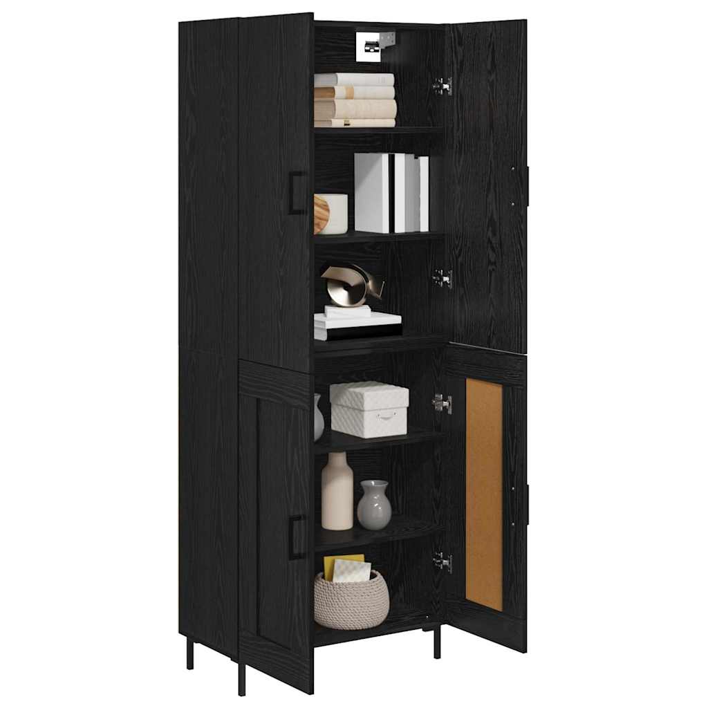 Highboard Μαύρη Οξυά 69,5 x 34 x 180 εκ. Επεξεργασμένο ξύλο