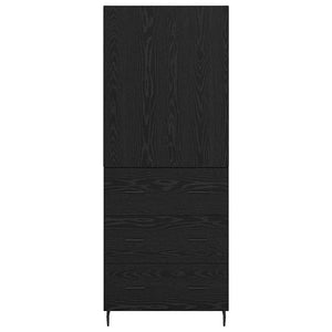 Highboard με συρτάρι 2 pcs Μαύρη δρυς Σύνθετο Ξύλο και Γυαλί - Pakobazaar
