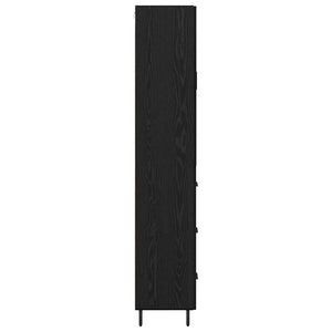 Highboard με συρτάρι 2 pcs Μαύρη δρυς Σύνθετο Ξύλο και Γυαλί - Pakobazaar