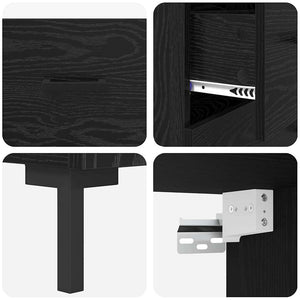 Highboard Μαύρη Οξυά 69,5 x 34 x 180 εκ. Επεξεργασμένο Ξύλο