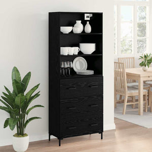 Highboard Μαύρη Οξυά 69,5 x 34 x 180 εκ. Επεξεργασμένο Ξύλο