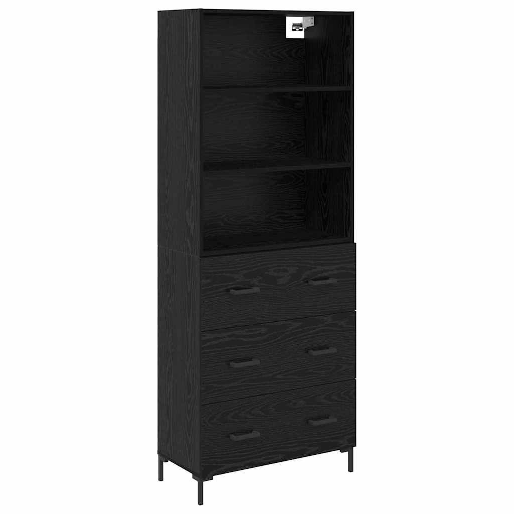 Highboard Μαύρη Οξυά 69,5 x 34 x 180 εκ. Επεξεργασμένο ξύλο