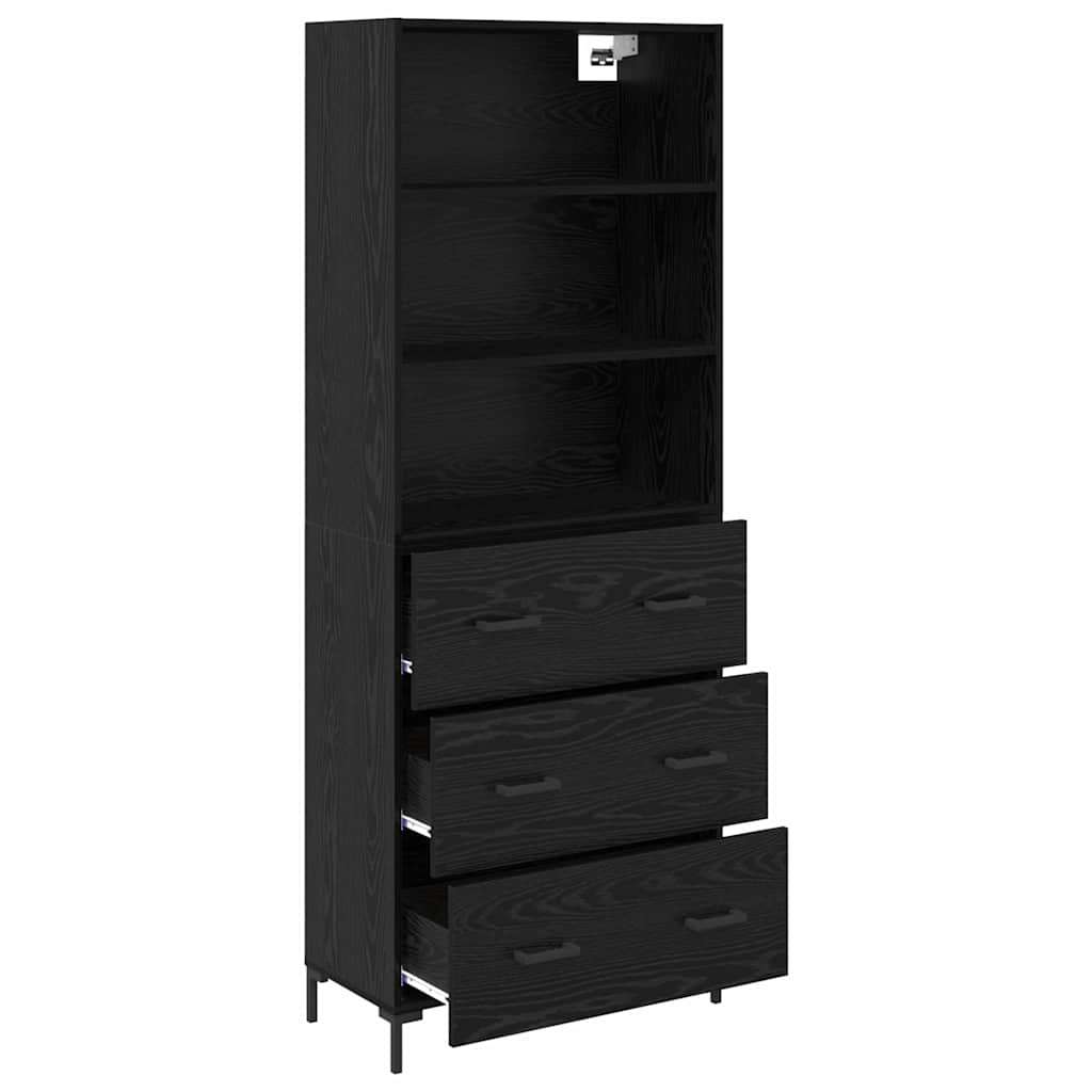 Highboard Μαύρη Οξυά 69,5 x 34 x 180 εκ. Επεξεργασμένο ξύλο