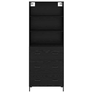 Highboard Μαύρη Οξυά 69,5 x 34 x 180 εκ. Επεξεργασμένο Ξύλο