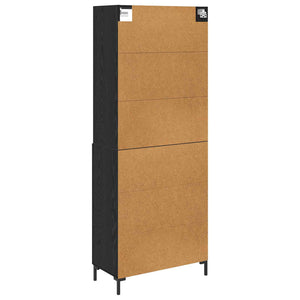 Highboard Μαύρη Οξυά 69,5 x 34 x 180 εκ. Επεξεργασμένο Ξύλο