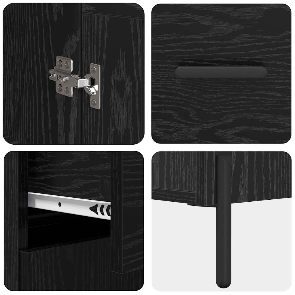Highboard Μαύρη Οξυά 69,5 x 34 x 180 εκ. Επεξεργασμένο ξύλο