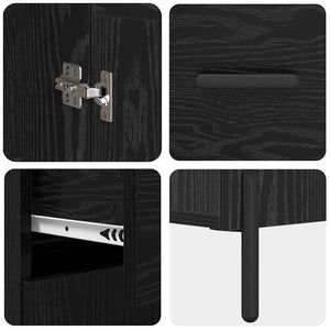 Highboard Μαύρη Οξυά 69,5 x 34 x 180 εκ. Επεξεργασμένο Ξύλο