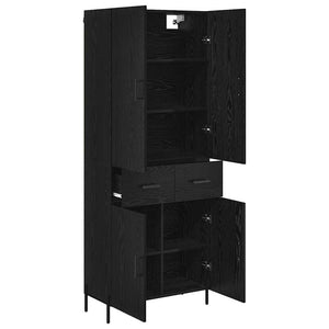Highboard Μαύρη Οξυά 69,5 x 34 x 180 εκ. Επεξεργασμένο Ξύλο
