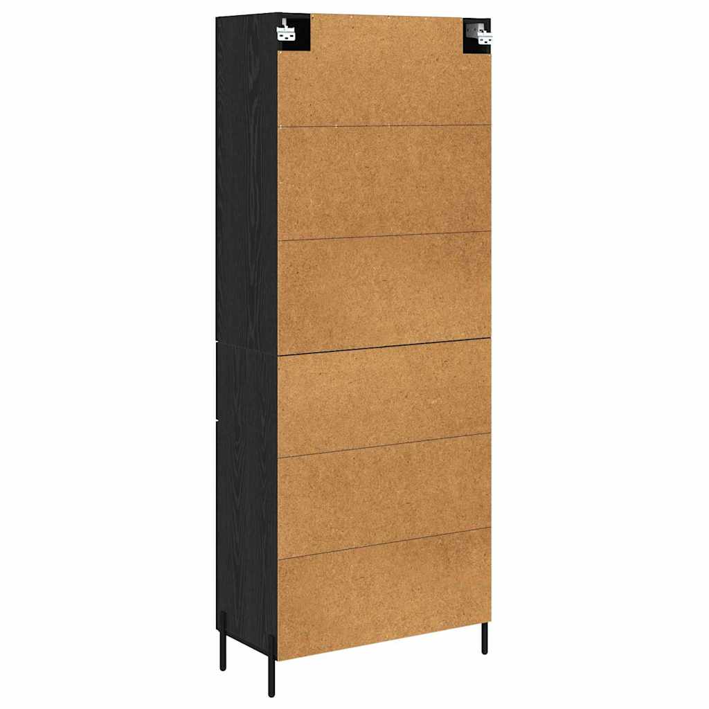 Highboard Μαύρη Οξυά 69,5 x 34 x 180 εκ. Επεξεργασμένο ξύλο