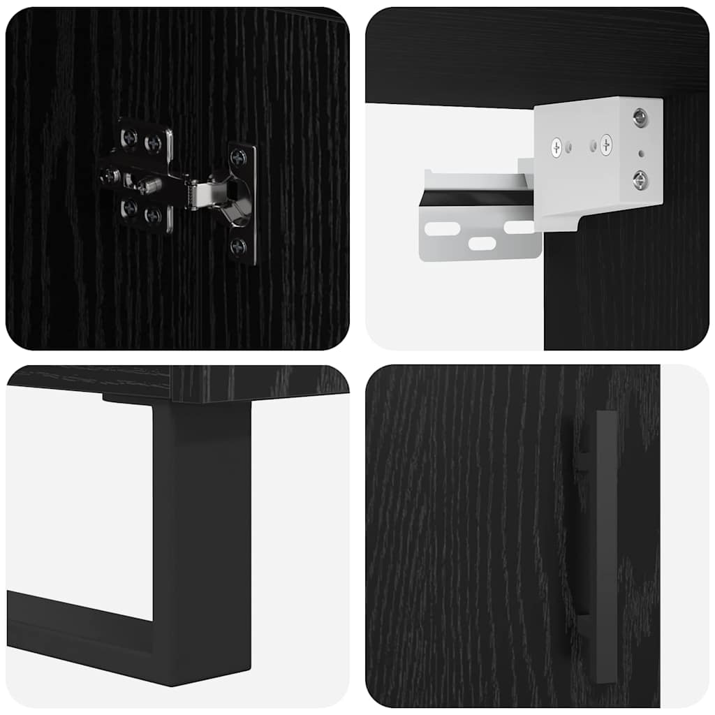 Highboard 2 pcs Μαύρη Οξυά Σύνθετο Ξύλο και Γυαλί