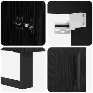 Highboard 2 τμχ. Μαύρη Οξυά 69,5 x 34 x 180 εκ.