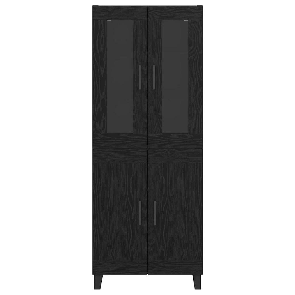 Highboard 2 pcs Μαύρη Οξυά Σύνθετο Ξύλο και Γυαλί