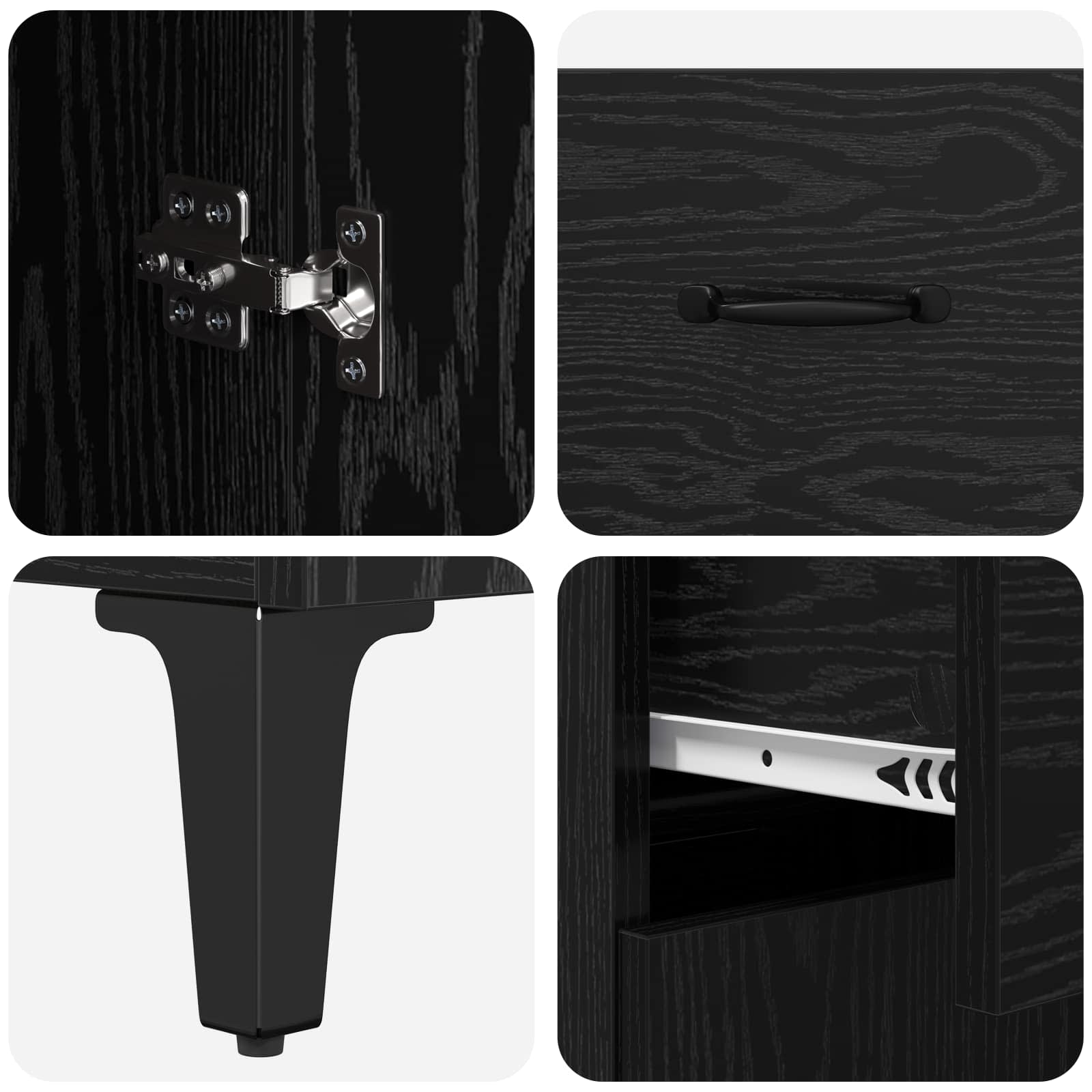 Highboard Μαύρη Οξυά 69,5 x 34 x 180 εκ. Επεξεργασμένο ξύλο