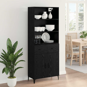 Highboard Μαύρη Οξυά 69,5 x 34 x 180 εκ. Επεξεργασμένο Ξύλο