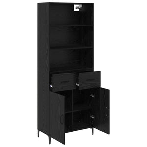 Highboard Μαύρη Οξυά 69,5 x 34 x 180 εκ. Επεξεργασμένο Ξύλο