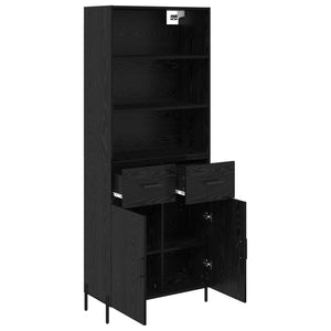 Highboard Μαύρη δρυς 69,5 x 34 x 180 εκ. Επεξεργασμένο ξύλο - Pakobazaar
