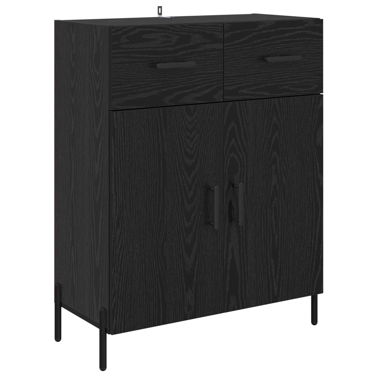Highboard Μαύρη δρυς 69,5 x 34 x 180 εκ. Επεξεργασμένο ξύλο - Pakobazaar