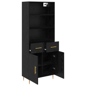 Highboard Μαύρη Οξυά 69,5 x 34 x 180 εκ. Επεξεργασμένο ξύλο - Pakobazaar