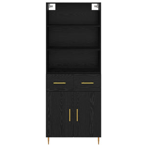 Highboard Μαύρη Οξυά 69,5 x 34 x 180 εκ. Επεξεργασμένο ξύλο - Pakobazaar