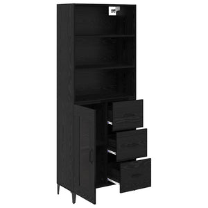 Highboard Μαύρη Οξυά 69,5 x 34 x 180 εκ. Επεξεργασμένο Ξύλο
