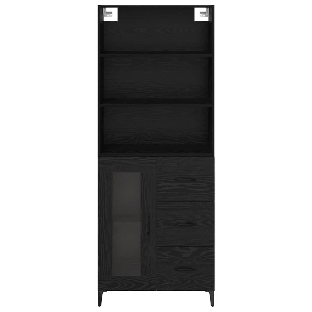 Highboard Μαύρη Οξυά 69,5 x 34 x 180 εκ. Επεξεργασμένο ξύλο