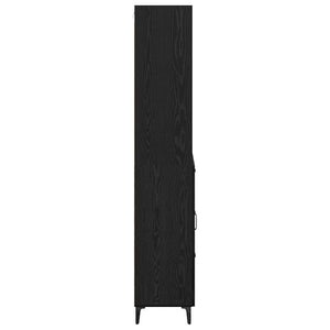 Highboard Μαύρη Οξυά 69,5 x 34 x 180 εκ. Επεξεργασμένο Ξύλο