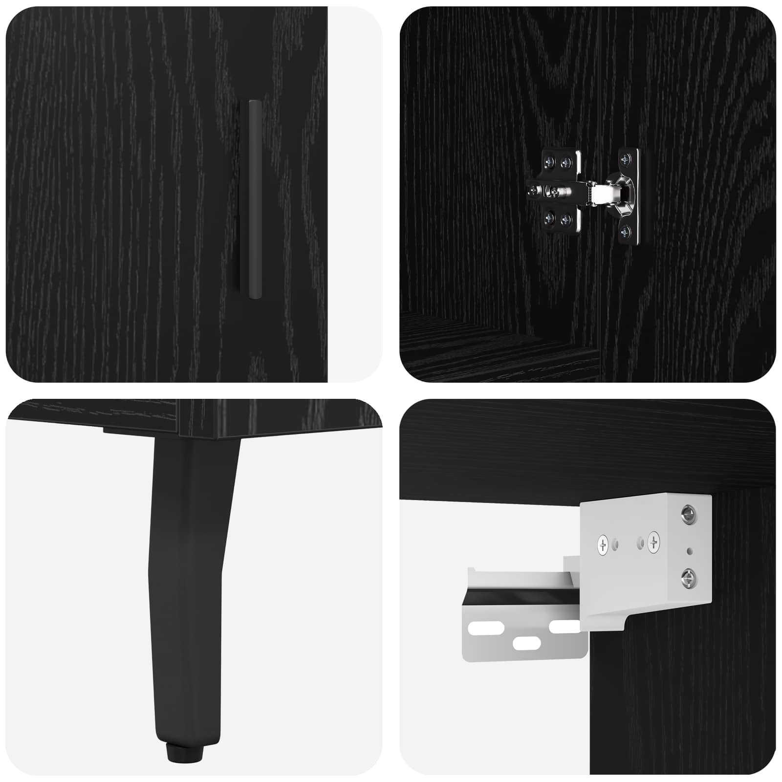 Highboard 2 pcs Μαύρη δρυς Σύνθετο Ξύλο και Γυαλί - Pakobazaar