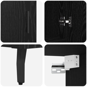 Highboard 2 pcs Μαύρη δρυς Σύνθετο Ξύλο και Γυαλί - Pakobazaar
