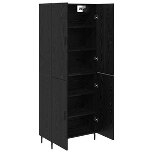 Highboard 2 pcs Μαύρη δρυς Σύνθετο Ξύλο και Γυαλί - Pakobazaar