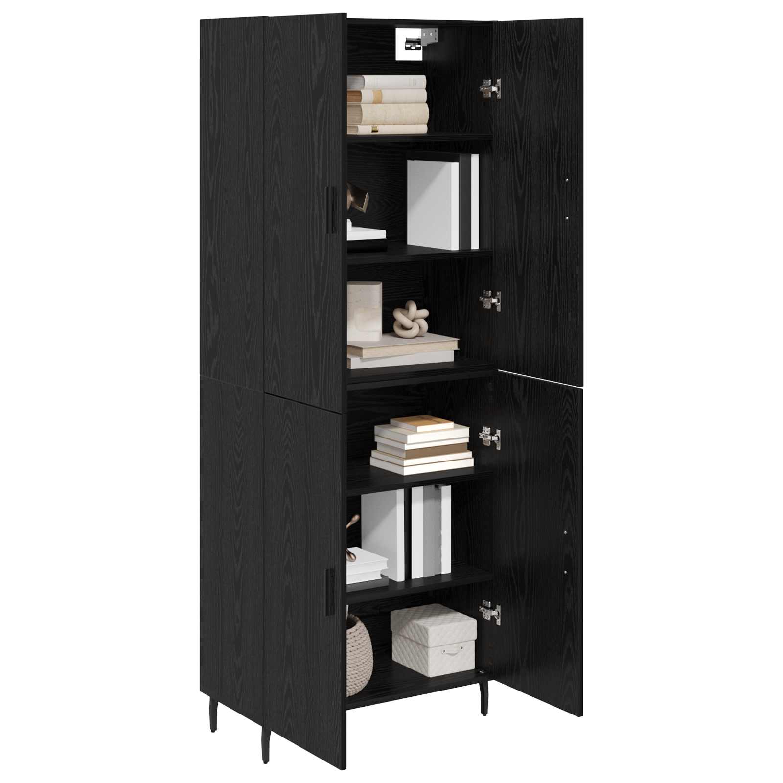 Highboard 2 pcs Μαύρη δρυς Σύνθετο Ξύλο και Γυαλί - Pakobazaar